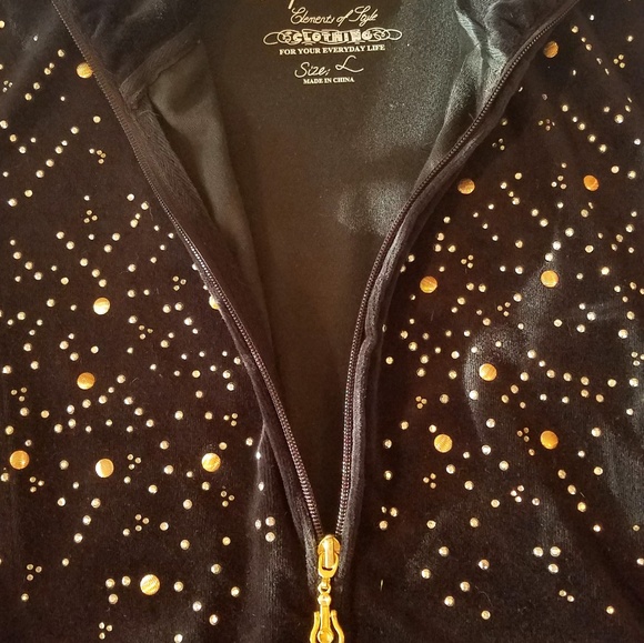 Onque Casual velour jacket with rhinestones - Picture 2 of 3